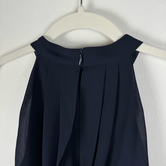 Eliza J Dress Womens Size 4 Tiered Popover Halter Navy Blue Flouncy Sleeveless - Picture 7 of 9